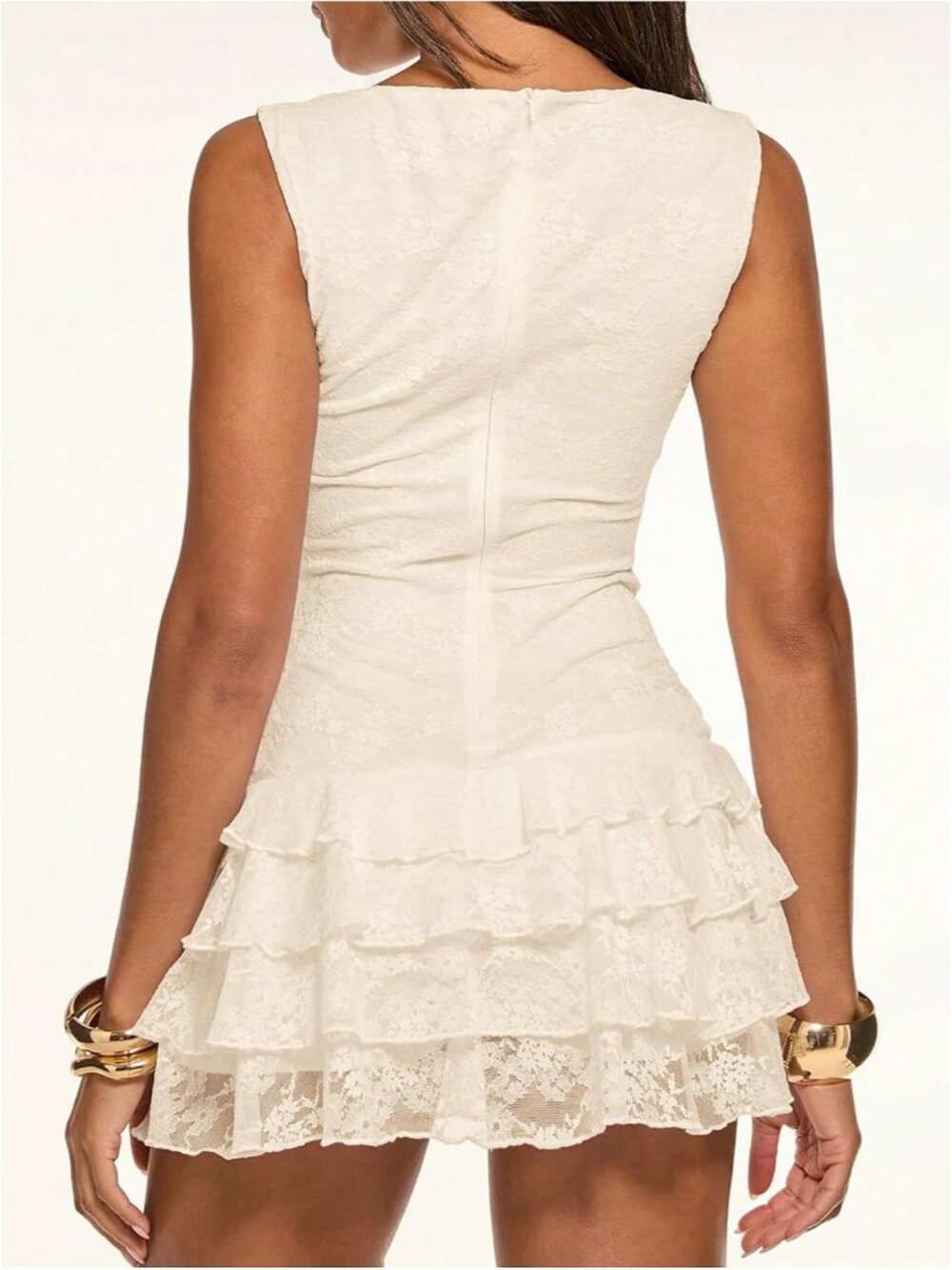 Western Dress for Women Lace Layered Hem Cowboy Mini Dresses - Picture 4 of 5